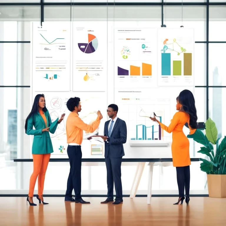 Entrepreneur collaborating on growth strategies in modern workspace
